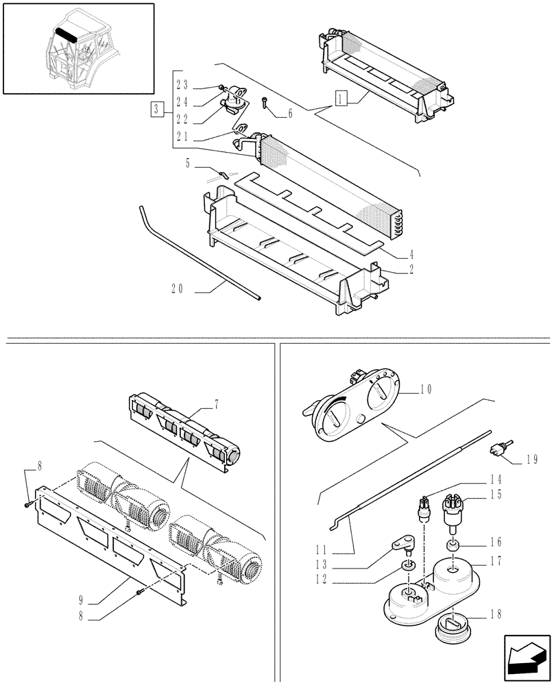 Схема запчастей Case IH JX100U - (1.94.2/ A) - CAB - HEATING, PARTS (10) - OPERATORS PLATFORM/CAB