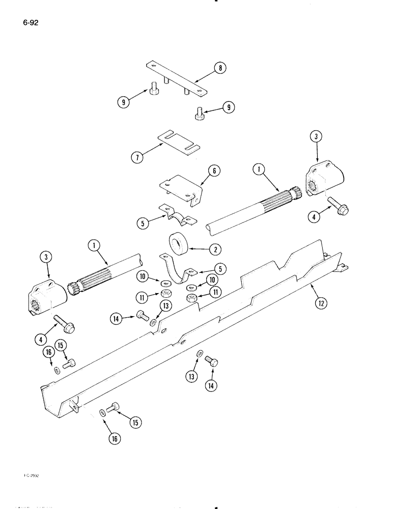 Схема запчастей Case IH 695 - (6-092) - MECHANICAL FRONT DRIVE ZF, DRIVE SHAFT AND SHIELD (06) - POWER TRAIN