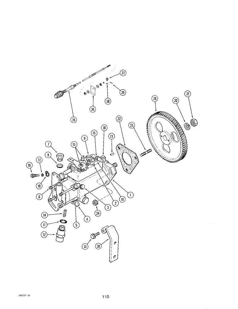 Схема запчастей Case IH 4390 - (110) - FUEL INJECTION PUMP AND DRIVE, 4-390 ENGINE 