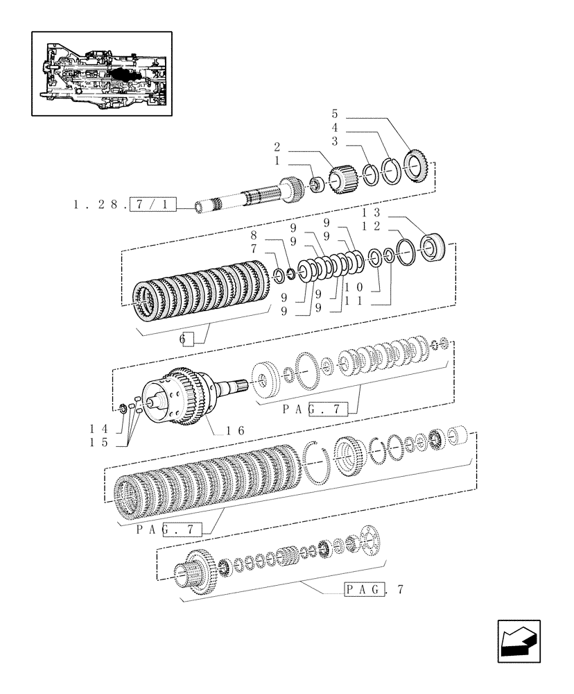 Схема запчастей Case IH MXM175 - (1.32.1/01[06]) - CENTRAL REDUCTION GEARS (03) - TRANSMISSION