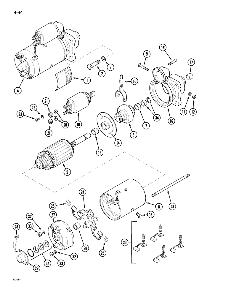 Схема запчастей Case IH 895 - (4-44) - STARTER MOTOR, BOSCH (04) - ELECTRICAL SYSTEMS