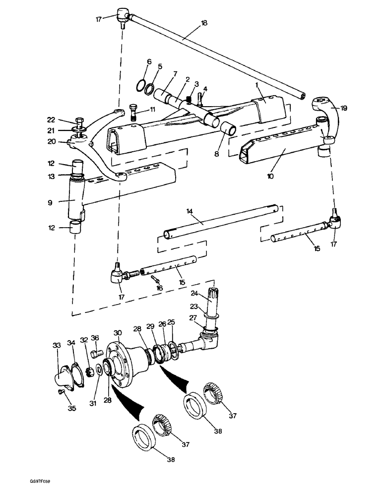 Схема запчастей Case IH 885 - (5-14) - FRONT AXLE (05) - STEERING