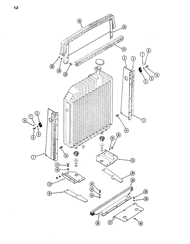 Схема запчастей Case IH 770 - (012) - RADIATOR BAFFLES, 267B DIESEL AND 251B SPARK IGNITION ENGINES (02) - ENGINE