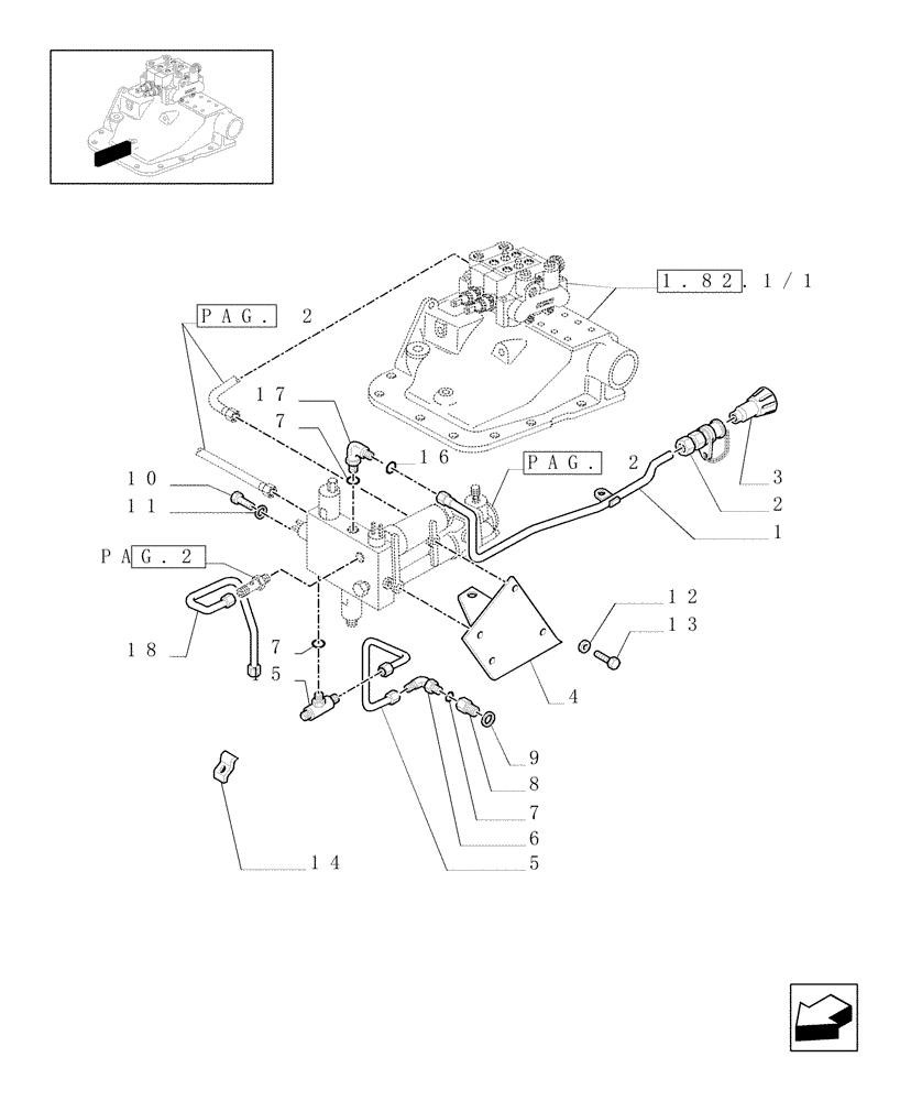 Схема запчастей Case IH MXM120 - (1.82.713/01[01]) - (VAR.372) TRAILER BRAKE VALVE FOR OPEN CENTRE (ITALY) (07) - HYDRAULIC SYSTEM