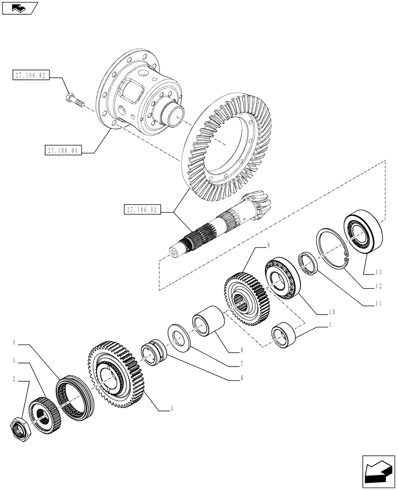 Схема запчастей Case IH FARMALL 75C - (21.148.01[01]) - CENTRAL REDUCTION - SLOW/MEDIUM RANGE GEARS - NAR (21) - TRANSMISSION