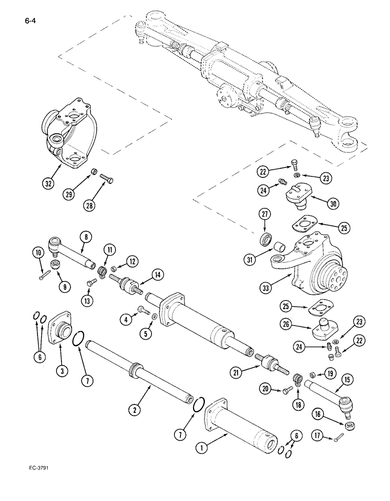 Схема запчастей Case IH 95-SERIES - (6-04) - STEERING CYLINDER AND TIE RODS, MFD AXLE (06) - POWER TRAIN