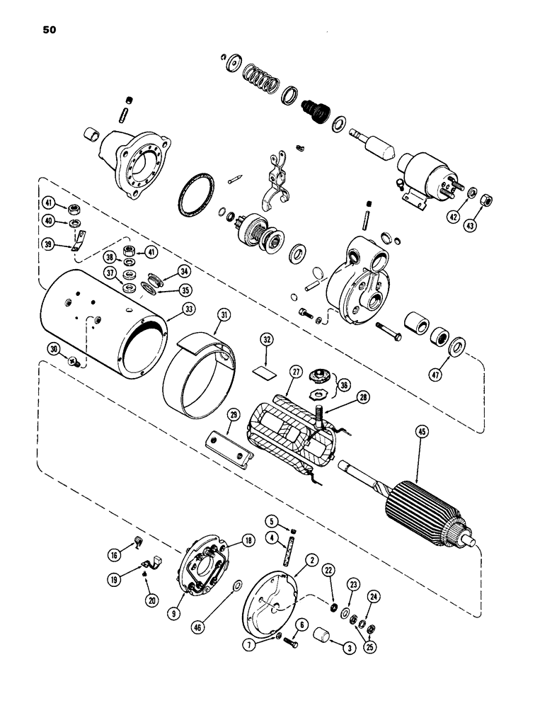 Схема запчастей Case IH 1070 - (050) - STARTING MOTOR, (451B) DIESEL ENGINE (04) - ELECTRICAL SYSTEMS