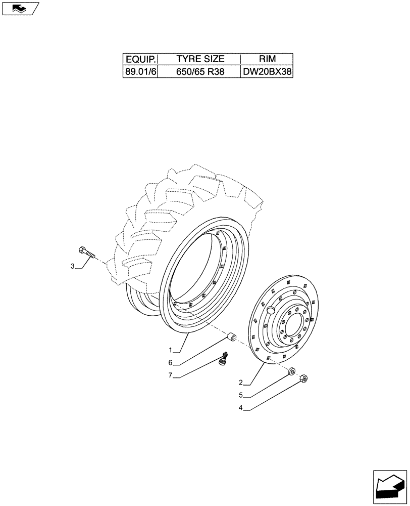 Схема запчастей Case IH PUMA 200 - (44.520.01[16]) - REAR WHEELS (44) - WHEELS