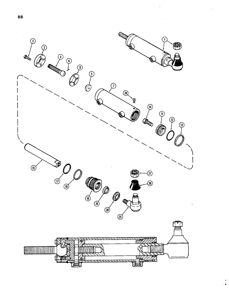 Схема запчастей Case IH 1270 - (088) - HYDROSTATIC STEERING, STEERING CYLINDERS (05) - STEERING