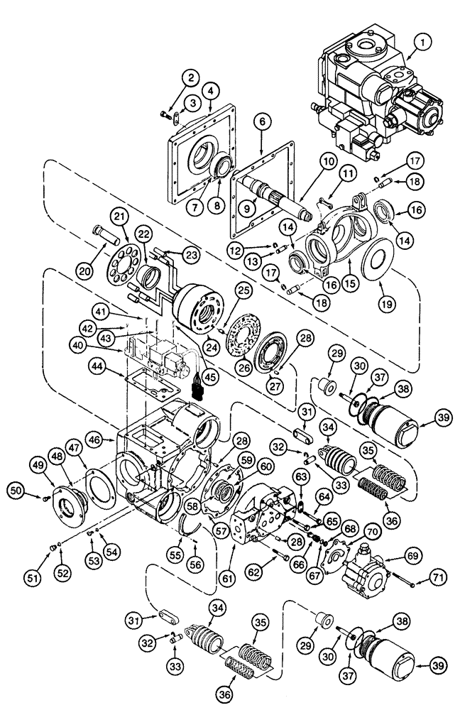 Схема запчастей Case IH CPX620 - (06-08) - TANDEM PUMP ASSEMBLY - HYDROSTATIC (REAR) (03) - POWER TRAIN