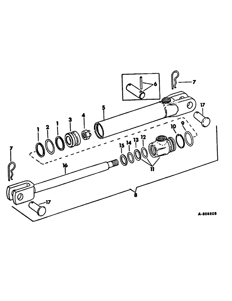 Схема запчастей Case IH 500 - (C-33) - HYDRAULIC CYLINDER, 3 X 8 IN. DOUBLE ACTING 