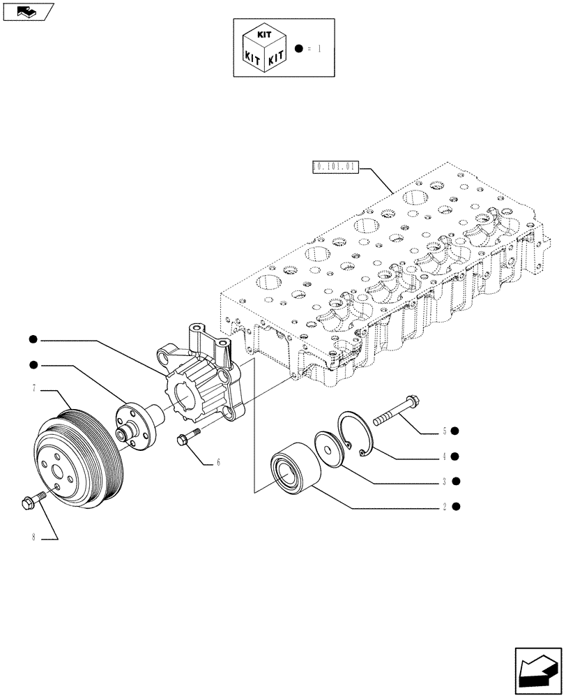 Схема запчастей Case IH F5CE5454G A001 - (10.103.03) - BELT PULLEY DRIVE & COVER (504388092) (10) - ENGINE