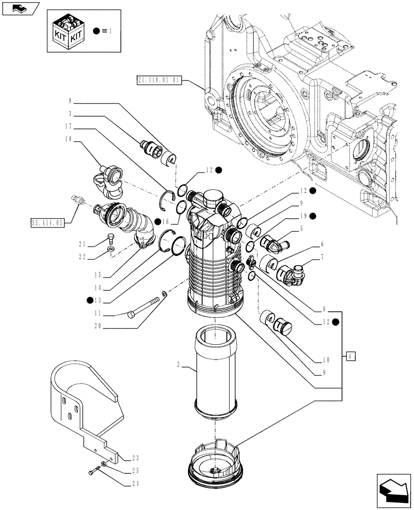 Схема запчастей Case IH PUMA 200 - (35.100.01[01]) - HYDRAULIC PUMP - OIL FILTER (VAR.729004-728481 / 743616) (35) - HYDRAULIC SYSTEMS