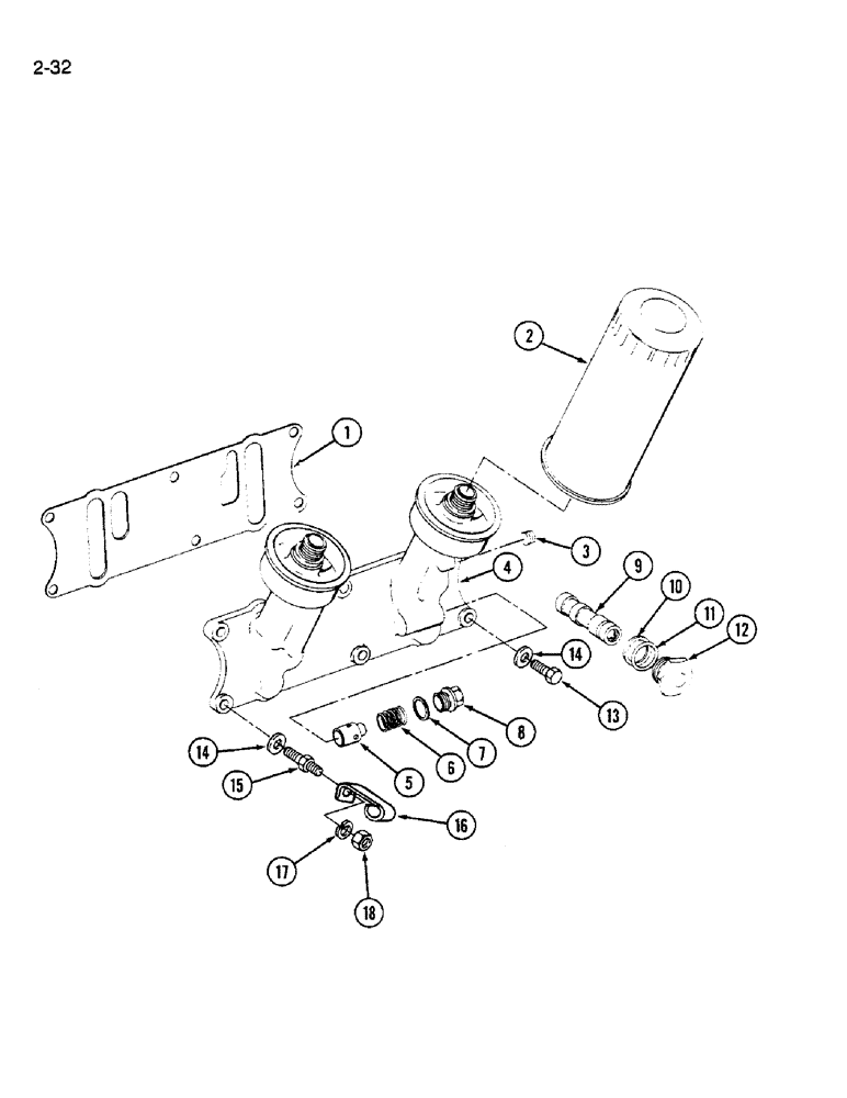 Схема запчастей Case IH 1640 - (2-32) - OIL FILTER, D466 ENGINE (01) - ENGINE