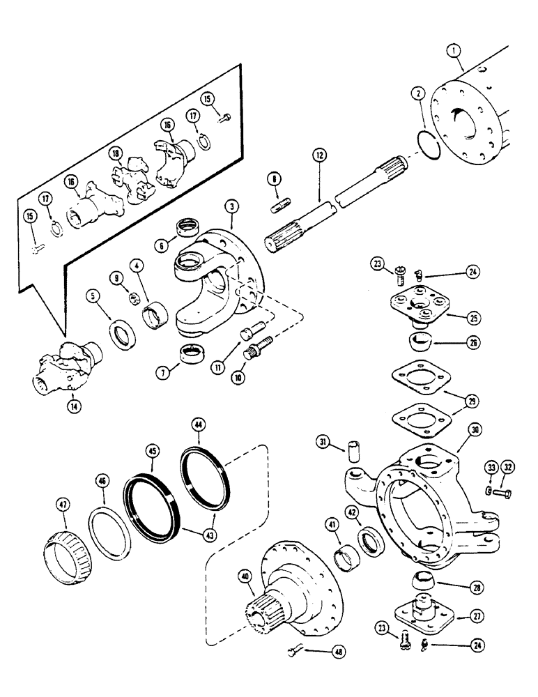 Схема запчастей Case IH 2670 - (242) - REAR AXLE, TRUNNION AND WHEEL SPINDLE, STEERING REAR, USED PRIOR TO AXLE SERIAL NUMBER 10110612 (06) - POWER TRAIN