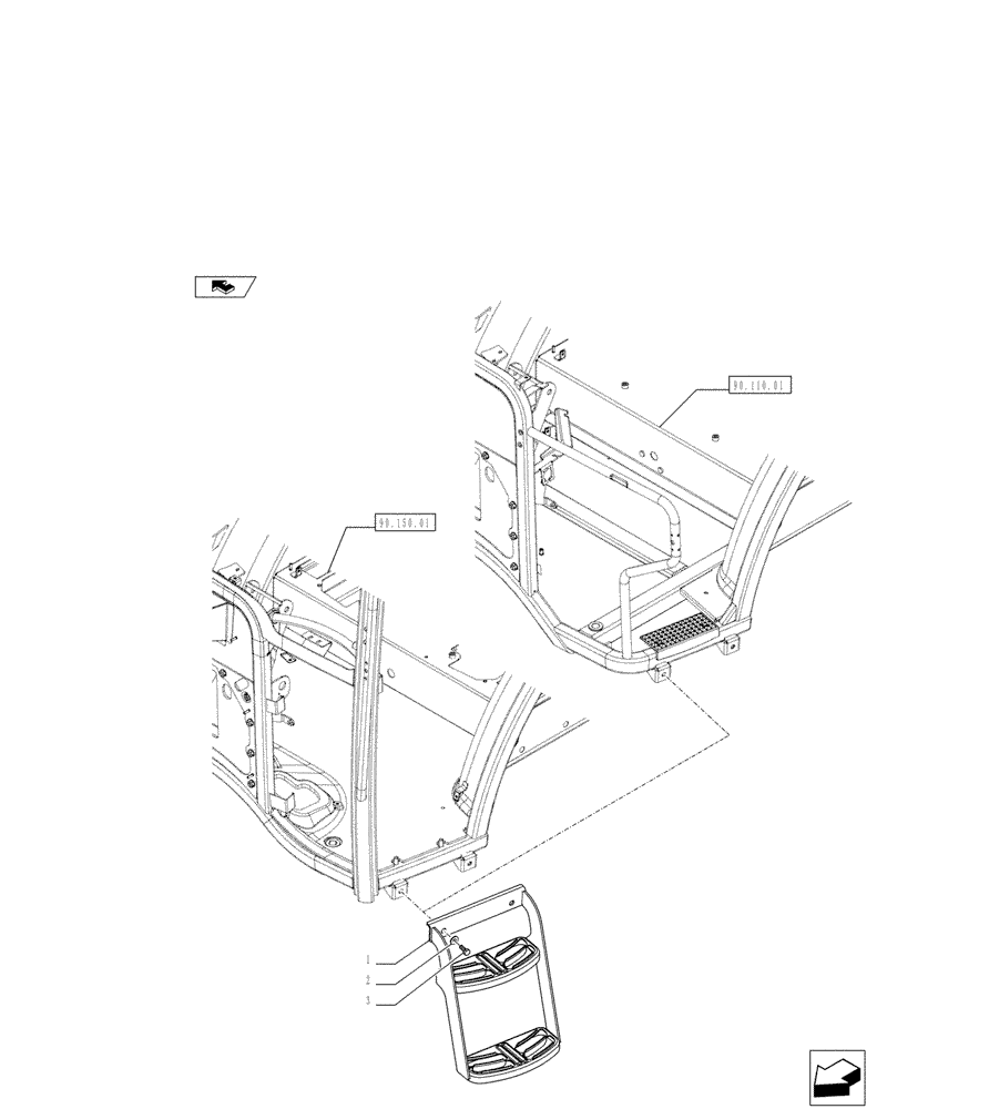 Схема запчастей Case IH FARMALL 65C - (90.114.01) - FOOT STEP (90) - PLATFORM, CAB, BODYWORK AND DECALS