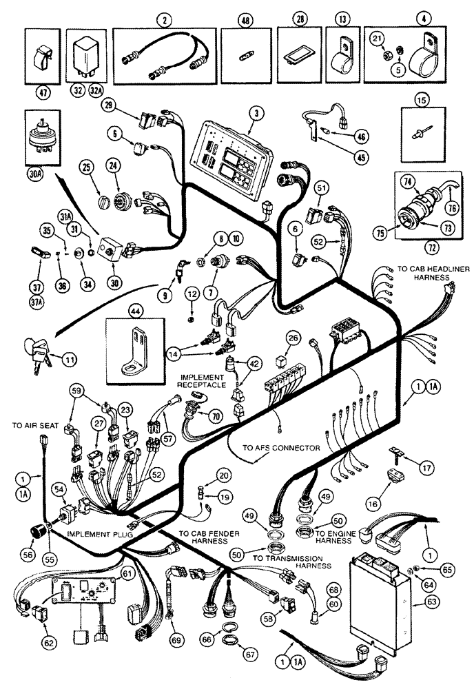 Схема запчастей Case IH 8920 - (4-006) - LOWER CAB HARNESS, WITH HITCH (04) - ELECTRICAL SYSTEMS