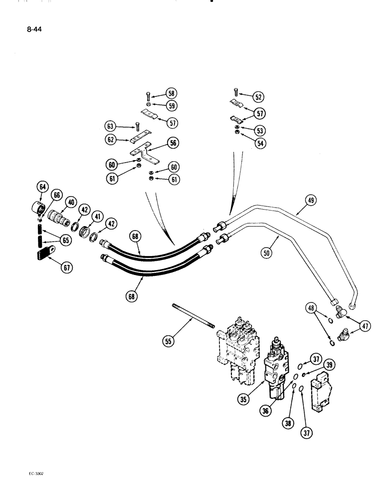 Схема запчастей Case IH 2096 - (8-044) - REMOTE ADD-ON ATTACHMENT, NO. THREE CIRCUIT, WITH LOAD CHECK (CONTD) (08) - HYDRAULICS