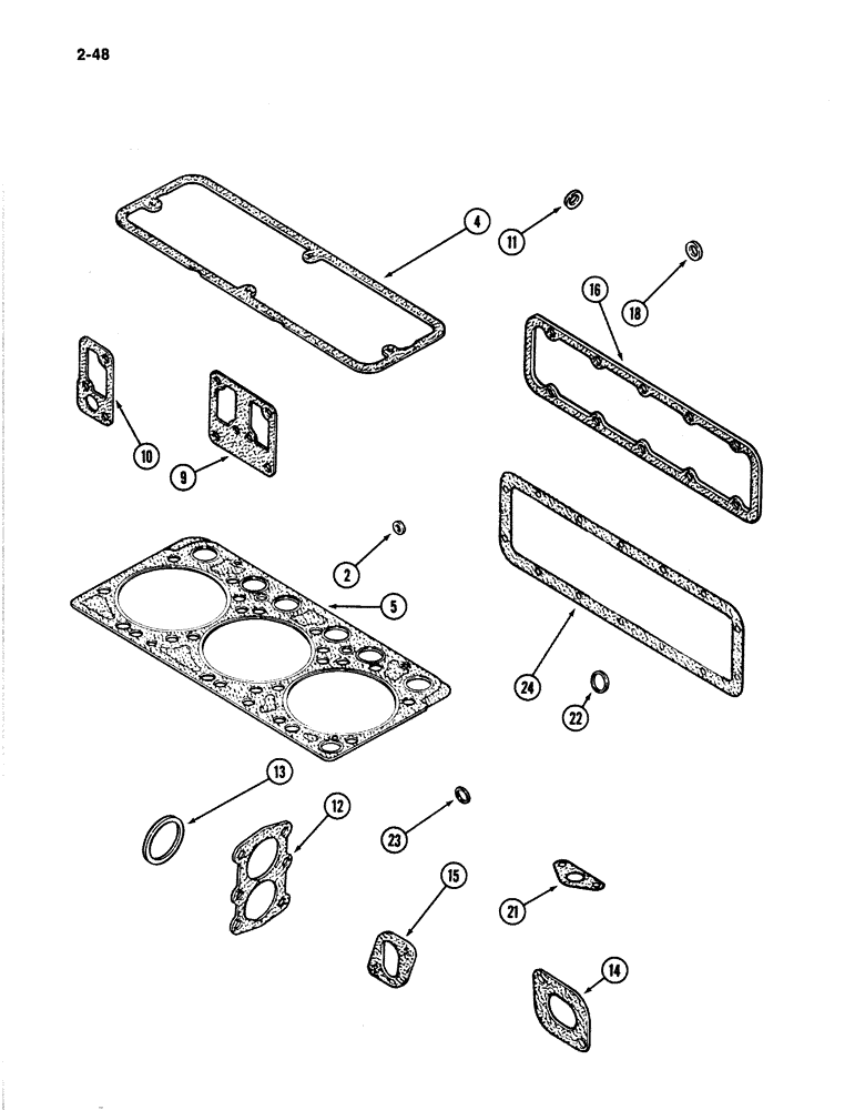 Схема запчастей Case IH 4894 - (2-48) - GASKET KIT 674 CUBIC INCH DIESEL ENGINE, FOR COMPLETE ENGINE OVERHAUL (02) - ENGINE