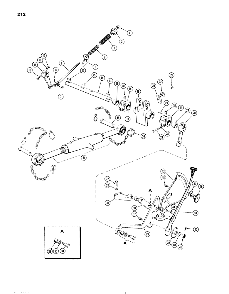 Схема запчастей Case IH 570 - (212) - SENSING LINKAGE, DRAFT-O-MATIC, STANDARD 4 WHEEL TRACTOR (09) - CHASSIS/ATTACHMENTS