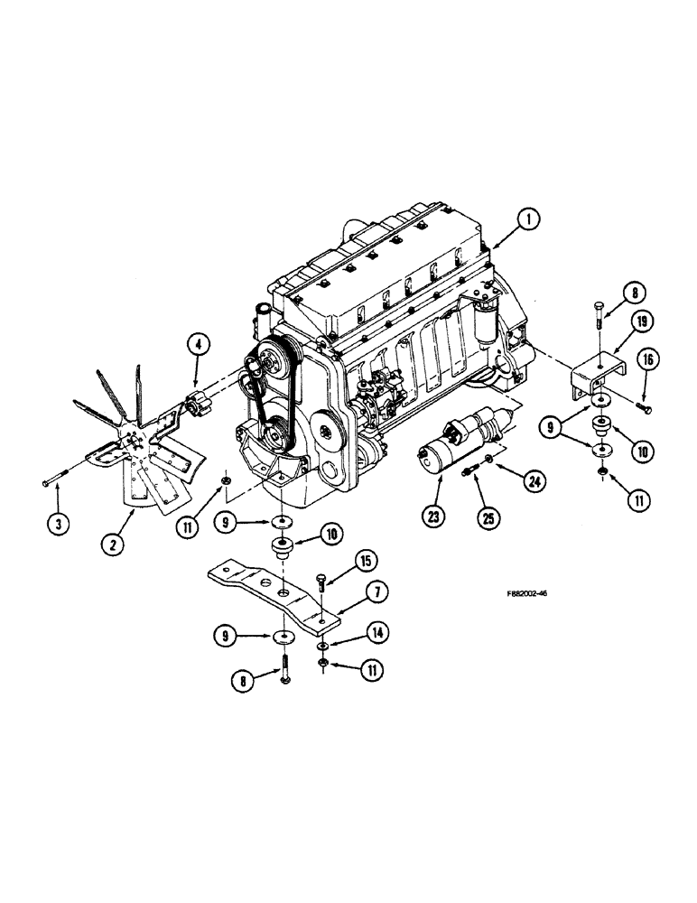 Схема запчастей Case IH 9150 - (2-64) - ENGINE MOUNTING, L-10 ENGINE (02) - ENGINE