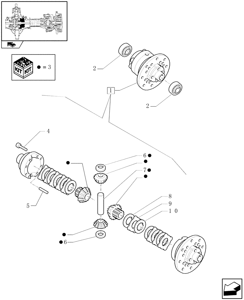 Схема запчастей Case IH FARMALL 80 - (1.40.4/07) - CLASS 2 FRONT AXLE WITH 2ND STEERING CYLYNDER & LIMITED SLIP (3OKM/H) - DIFFERENTIAL (VAR.335539-743906) (04) - FRONT AXLE & STEERING