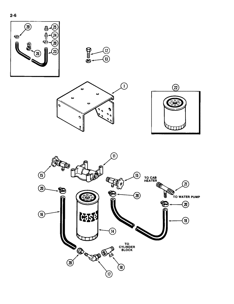 Схема запчастей Case IH 2094 - (2-06) - WATER FILTER KIT, 504BD DIESEL ENGINE (02) - ENGINE