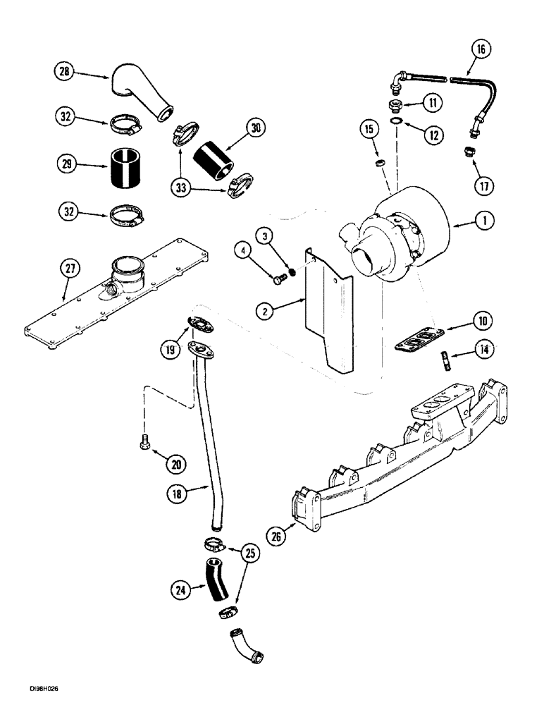 Схема запчастей Case IH 5150 - (2-058) - TURBOCHARGER AND CONNECTIONS, (5140/5150) (02) - ENGINE