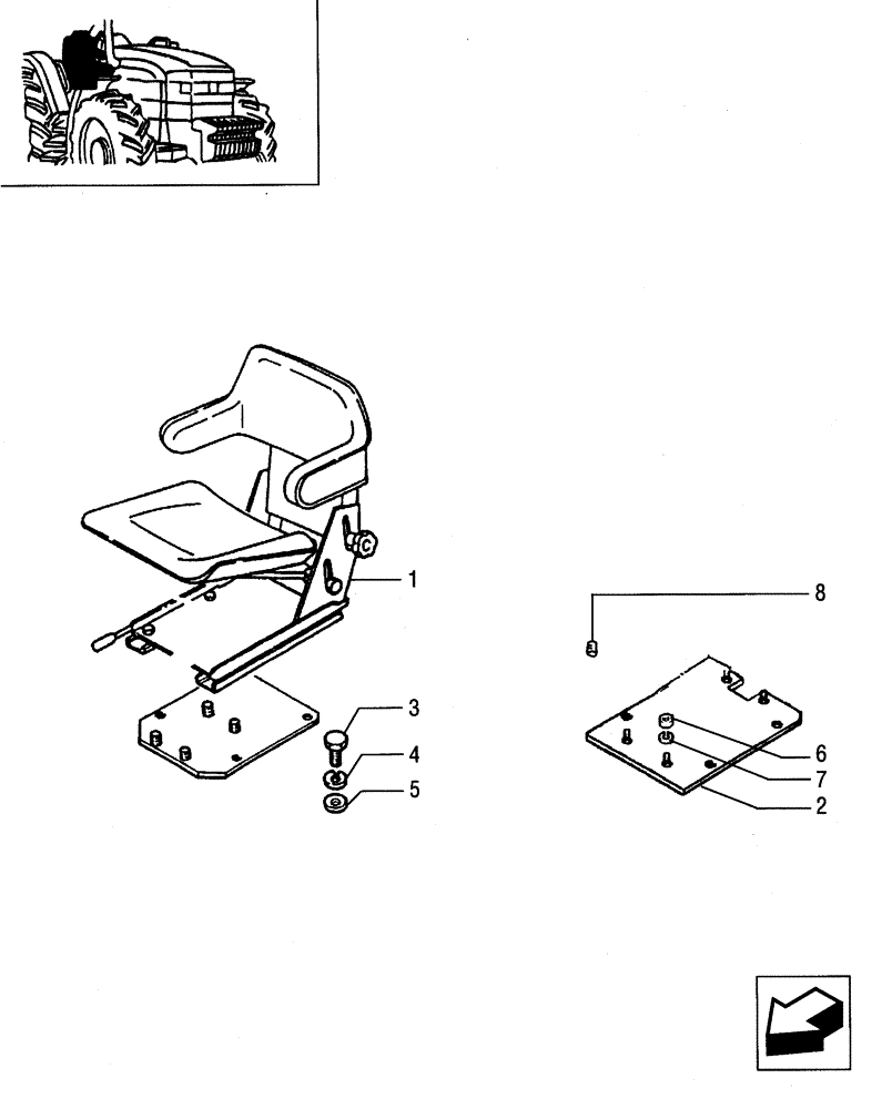 Схема запчастей Case IH JX55 - (1.93.3/03[01]) - (VAR.395) DELUXE FABRIC SEAT, SUPPORT (10) - OPERATORS PLATFORM/CAB