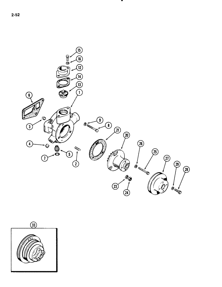 Схема запчастей Case IH 1835B - (2-52) - WATER PUMP AND THERMOSTAT, 188 DIESEL ENGINE (02) - ENGINE