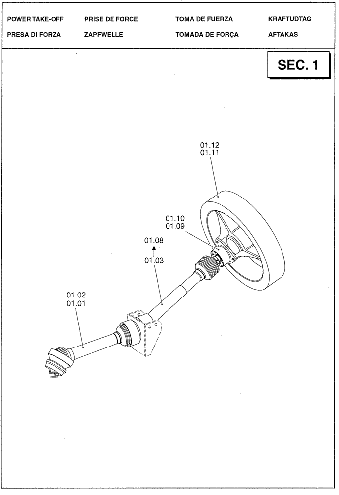 Схема запчастей Case IH LBX331P - (0.0017[01]) - SECTION LIST 1 - POWER TAKE-OFF (00) - GENERAL