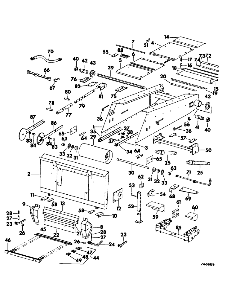 Схема запчастей Case IH 715 - (A-02) - FEEDERS AND RELATED PARTS, FEEDER, CONVEYOR, ADAPTER AND RELATED PARTS, 615 & 715 COMBINES (60) - PRODUCT FEEDING