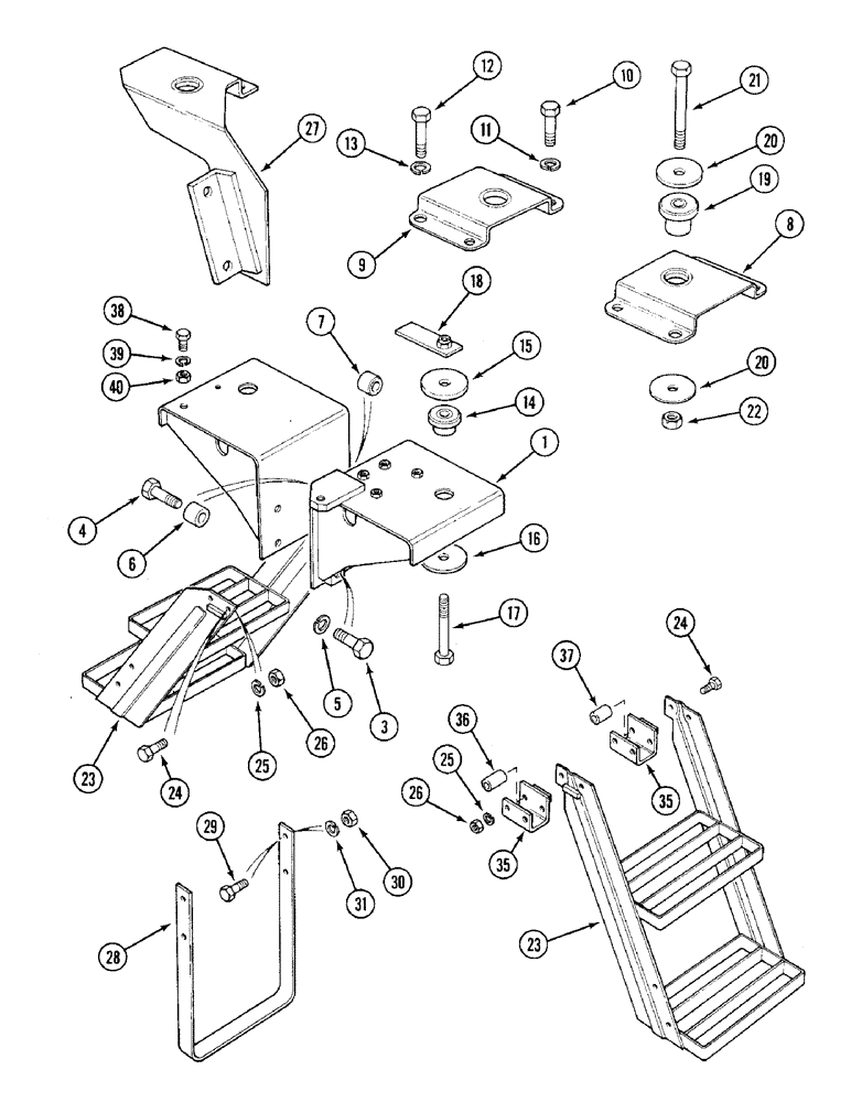 Схема запчастей Case IH 1394 - (9-466) - CAB MOUNTINGS AND STEPS, TRACTORS WITH CAB (09) - CHASSIS/ATTACHMENTS