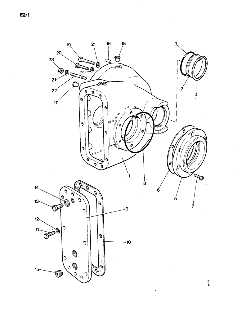 Схема запчастей Case IH 1190 - (E-02) - CASE AND COVERS FOR FINAL DRIVE (05) - REAR AXLE