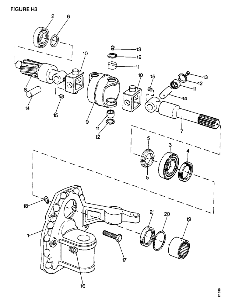 Схема запчастей Case IH 1412 - (H03-1) - STEERING & FRONT AXLE, DRIVE SHAFTS AND HOUSINGS FOR FRONT AXLE 4WD TRAC., KRAMER AXLE Steering & Front Axle