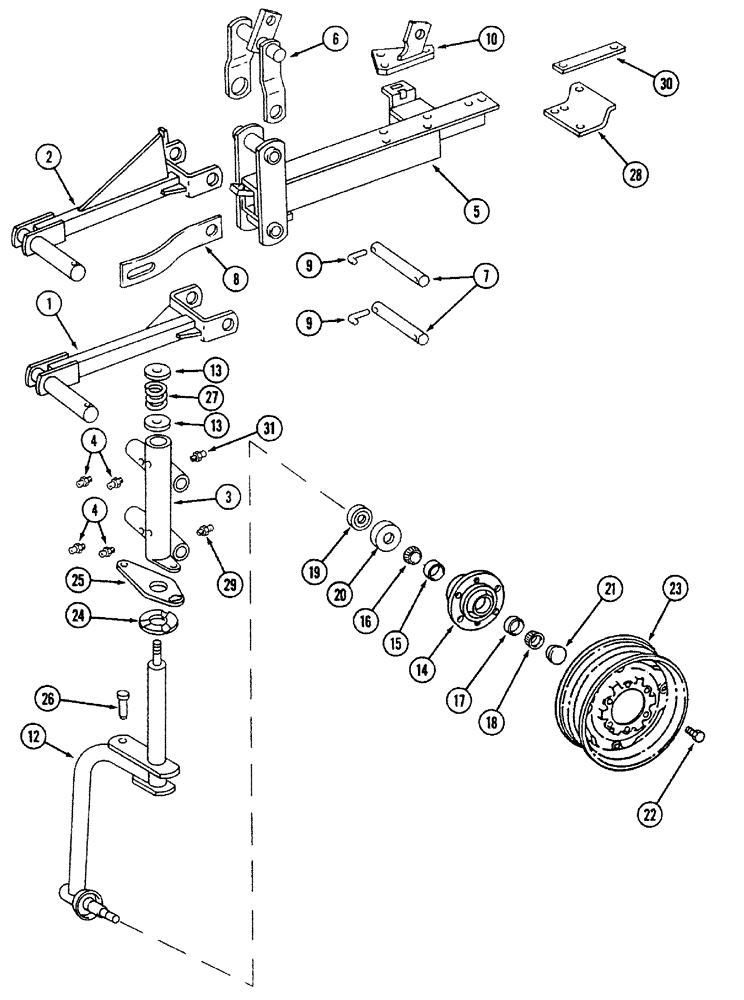 Схема запчастей Case IH 700 - (9-20) - REAR FURROW WHEEL UNIT (09) - CHASSIS/ATTACHMENTS