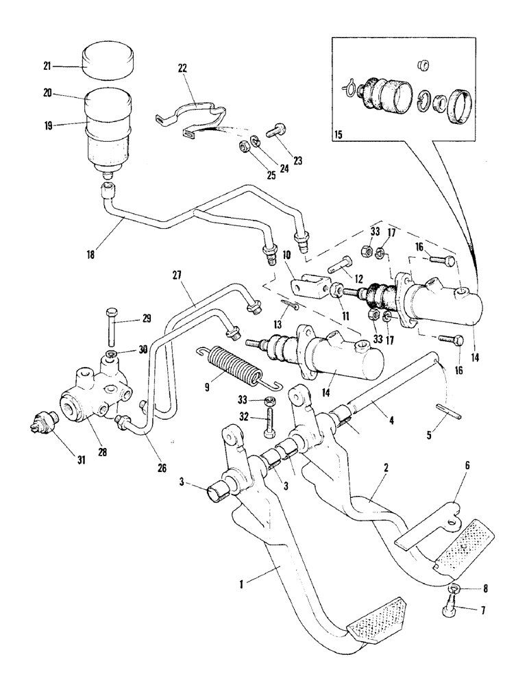 Схема запчастей Case IH 1690 - (J04-3) - BRAKE PEDALS, MASTER CYLINDERS, AND BALANCE VALVE, LOW PROFILE MODEL, P.I.N. 11211216 AND AFTER (5.1) - BRAKES