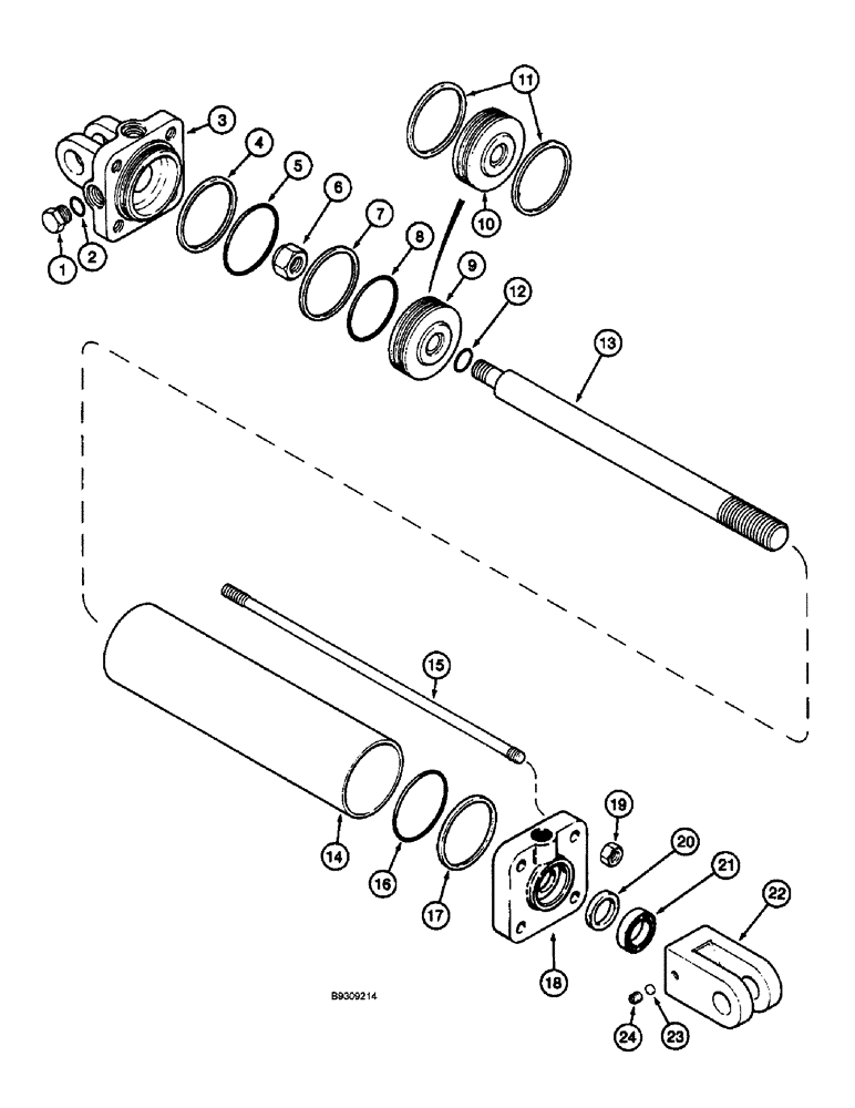 Схема запчастей Case IH 3900 - (8-08) - HYDRAULIC WING FOLD CYLINDER, 3-1/2 INCH BORE X 42 INCH USED ON MACHINES 265" AND NARROWER (08) - HYDRAULICS