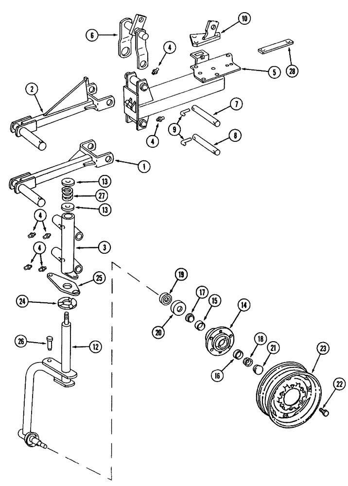 Схема запчастей Case IH 800 - (9-08) - REAR FURROW WHEEL UNIT (09) - CHASSIS/ATTACHMENTS