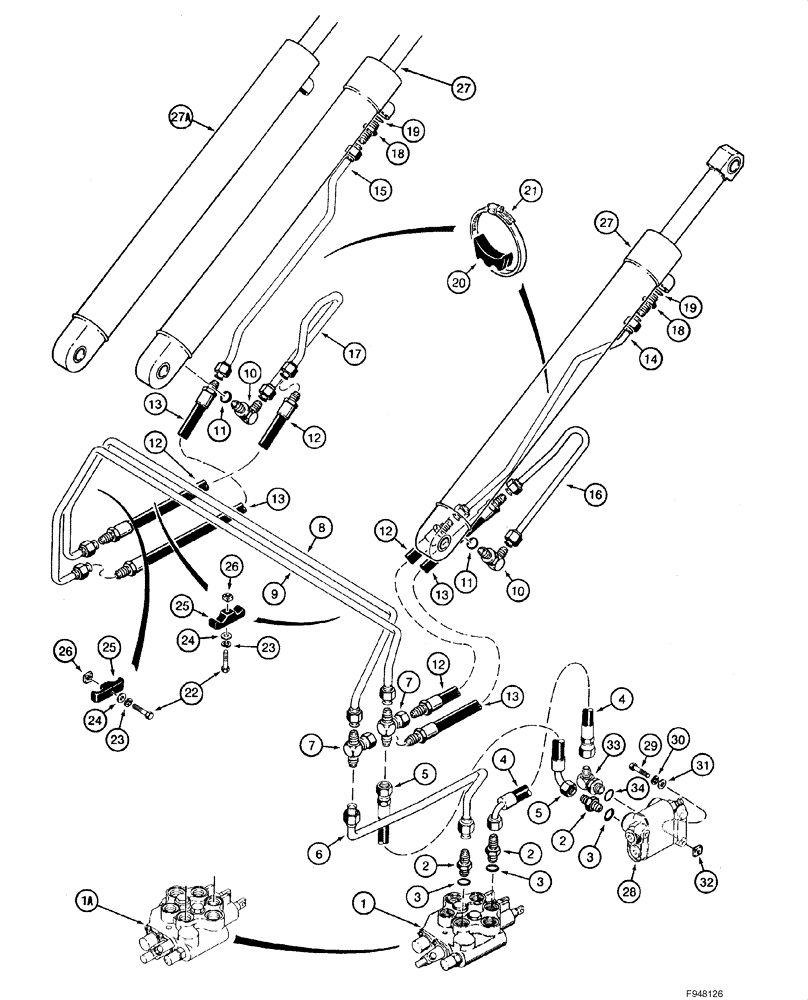 Схема запчастей Case IH 1840 - (08-02) - HYDRAULICS - LOADER LIFT (MODELS WITH SELF-LEVELING) (08) - HYDRAULICS