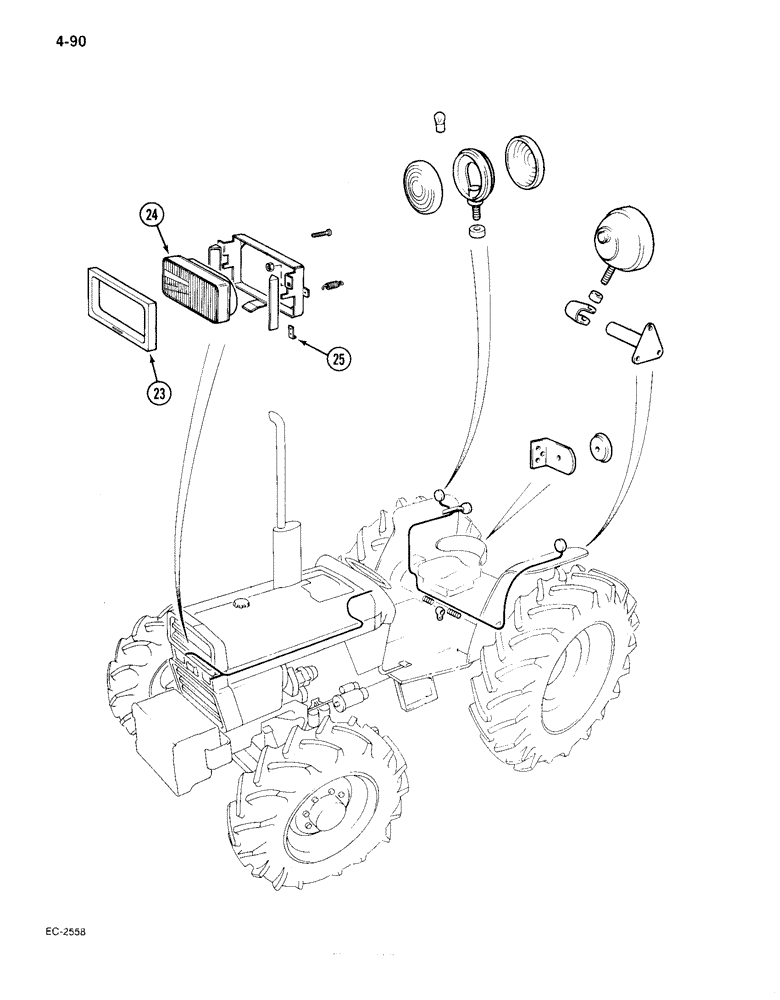 Схема запчастей Case IH 385 - (4-090) - TRACTOR LIGHTING AND CONNECTIONS (CONTD) (04) - ELECTRICAL SYSTEMS