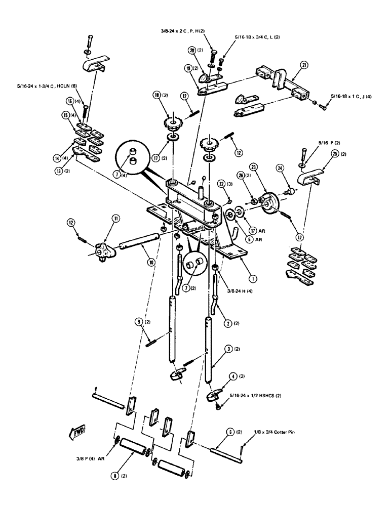 Схема запчастей Case IH 8540 - (38) - WIRE TWISTER PLATFORM (14) - BALE CHAMBER