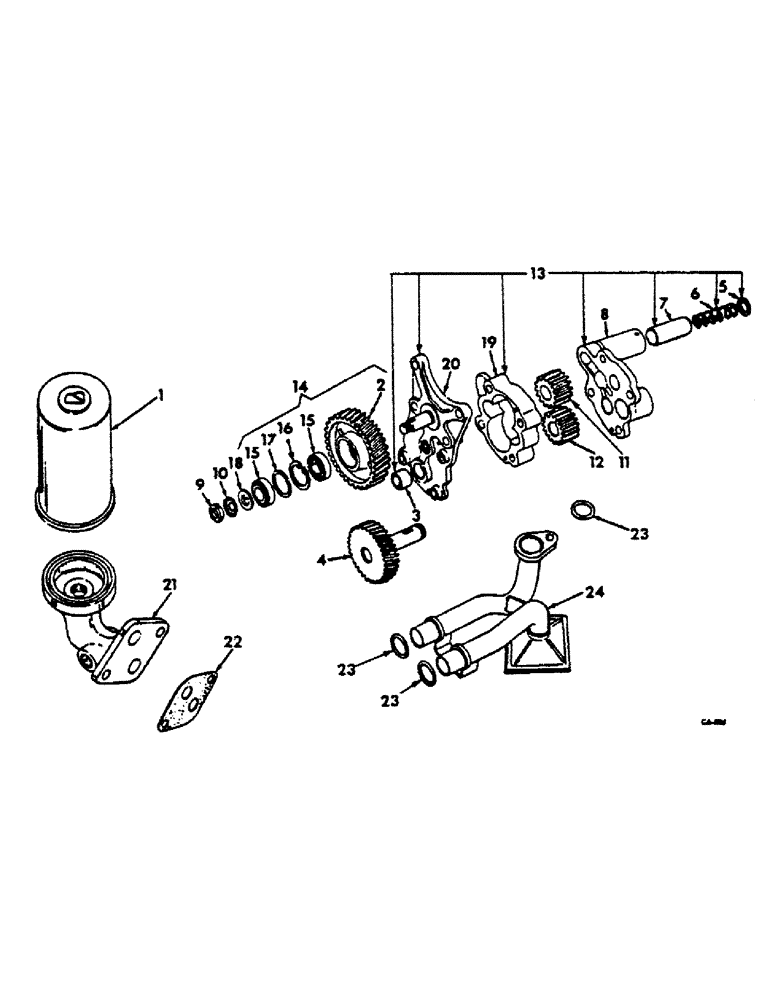 Схема запчастей Case IH 474 - (12-29) - LUBRICATING OIL PUMP AND FILTER Power