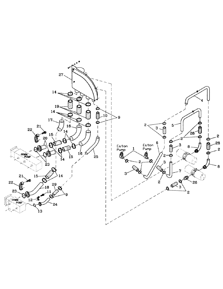 Схема запчастей Case IH 7000 - (B06-04) - HYDRAULIC SUCTION LINES, COMMERCIAL, 108/6CT/3306-250 Hydraulic Components & Circuits