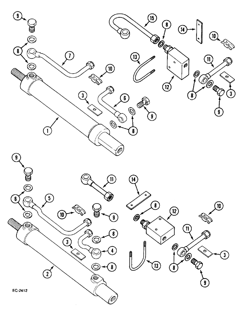 Схема запчастей Case IH 833 - (5-264) - STEERING CYLINDER AND CONNECTIONS (05) - STEERING