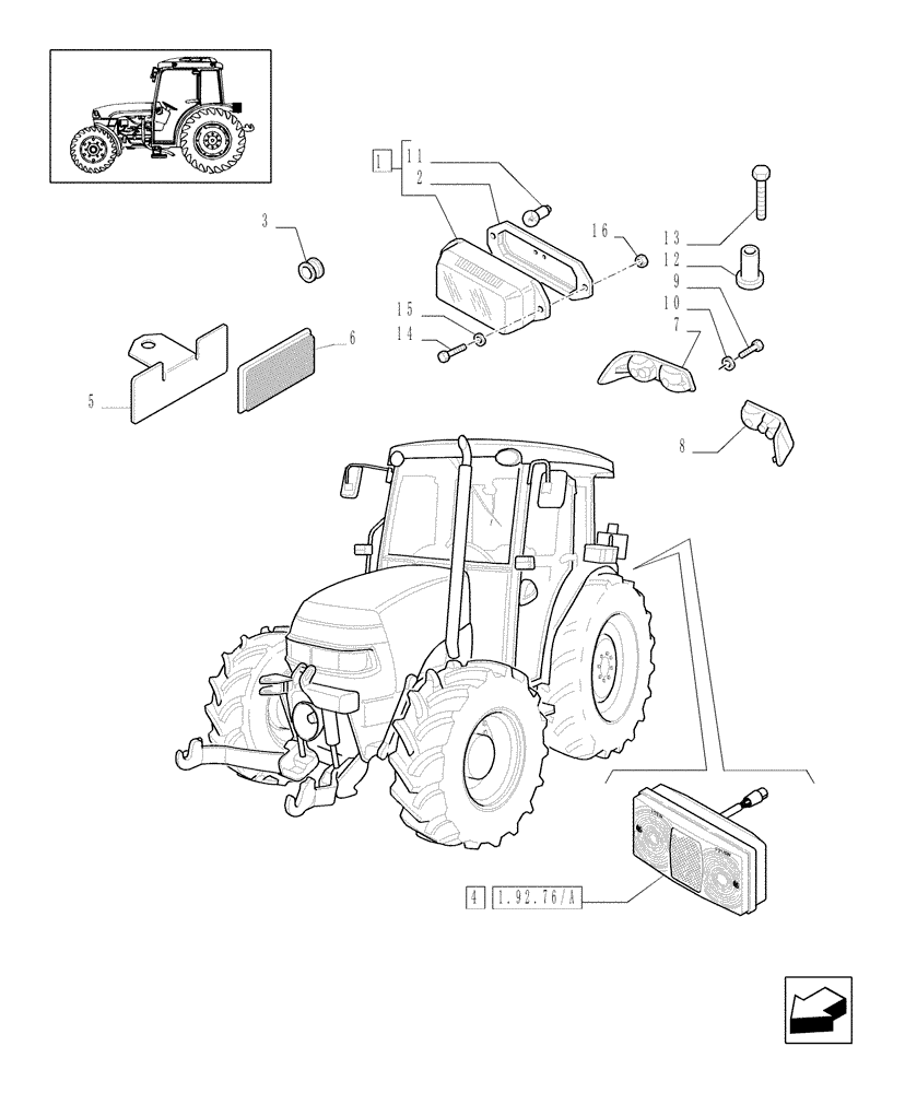 Схема запчастей Case IH JX1085C - (1.92.76[02]) - LIGHTING COMPONENTS - W/CAB (10) - OPERATORS PLATFORM/CAB