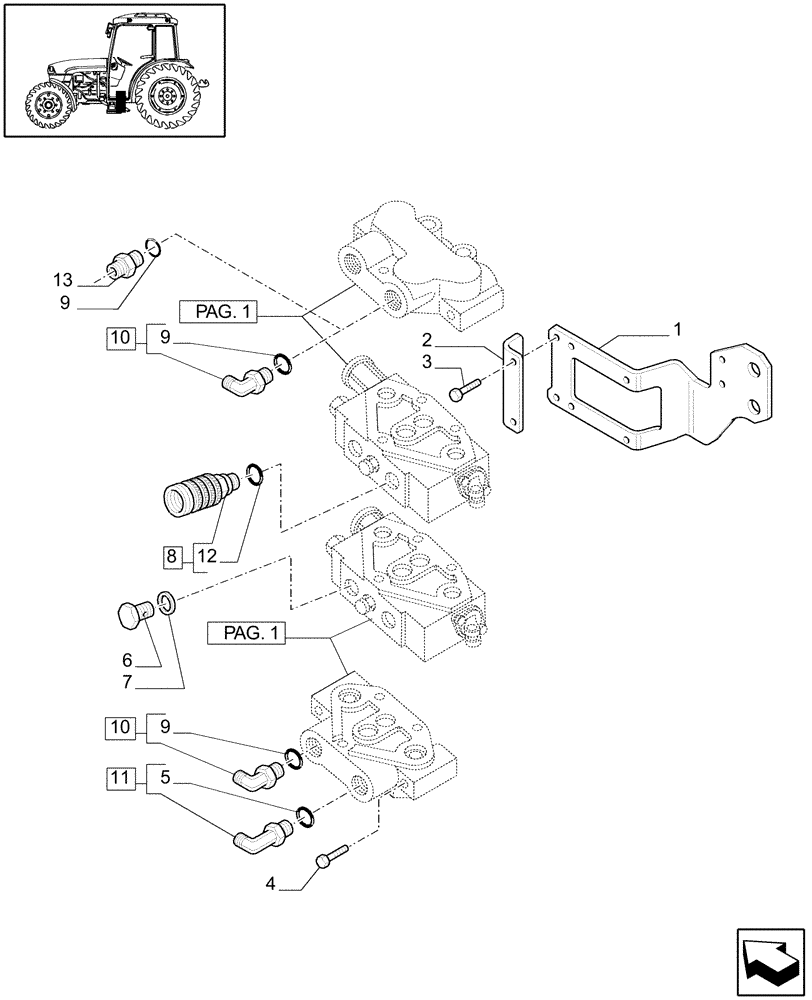 Схема запчастей Case IH JX1060C - (1.82.7/08[07]) - (VAR.591) 2 FAST CONNECTORS FOR MID-MOUNT REMOTES - QUICK COUPLING - C5484 (07) - HYDRAULIC SYSTEM