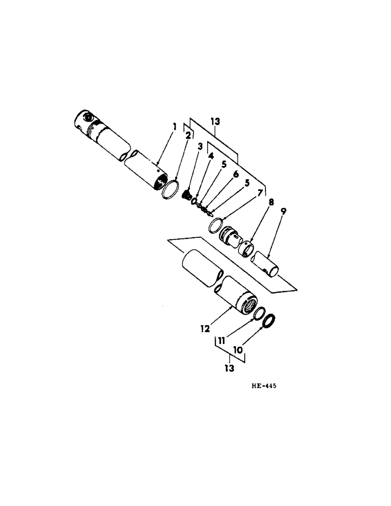 Схема запчастей Case IH 201 - (E-052) - HYDRAULICS, REEL LIFT MASTER HYDRAULIC CYLINDER (35) - HYDRAULIC SYSTEMS