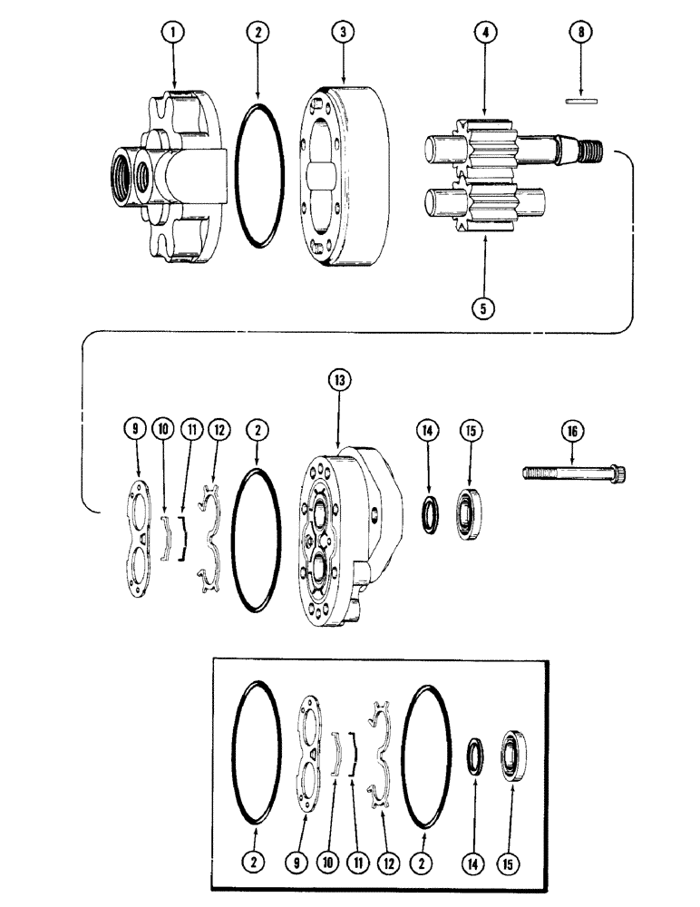 Схема запчастей Case IH 16 - (06) - GEAR PUMP 