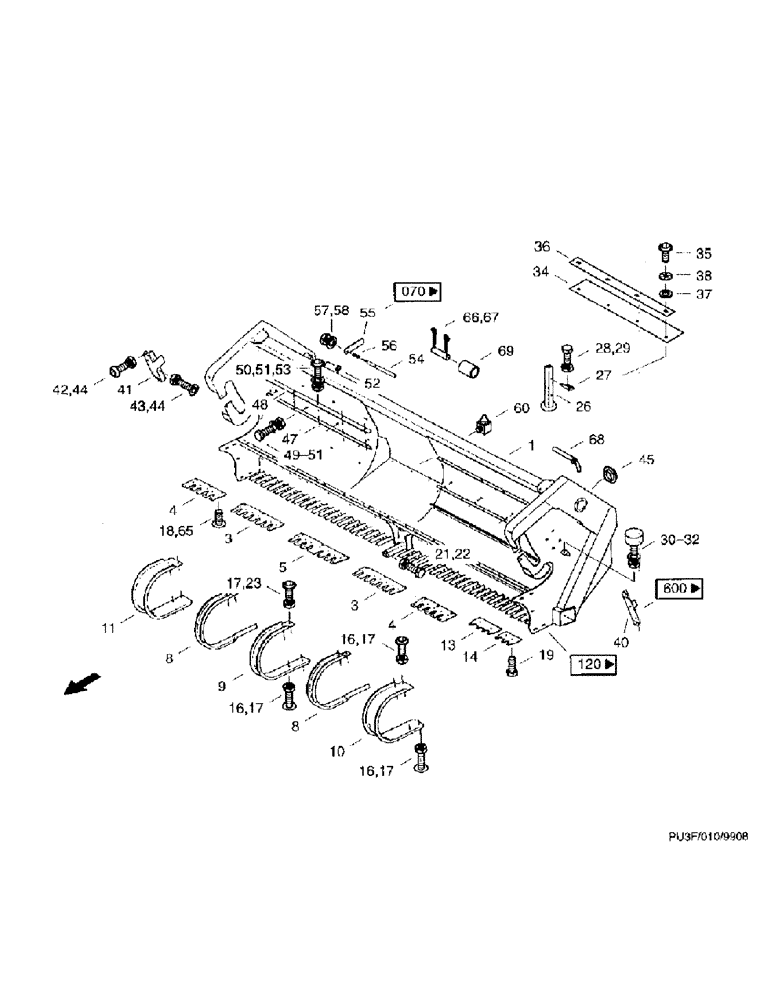 Схема запчастей Case IH PU3F0 - (06) - FRAME, PU3FO (58) - ATTACHMENTS/HEADERS